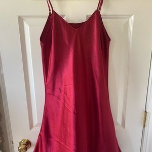 Red slip dress